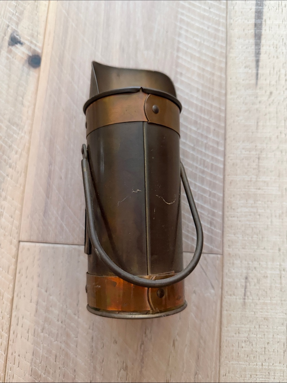 Antique-Style Brown Metal Pitcher Vase